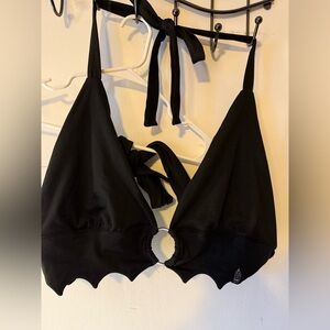 Forest ink black bat wing halter top